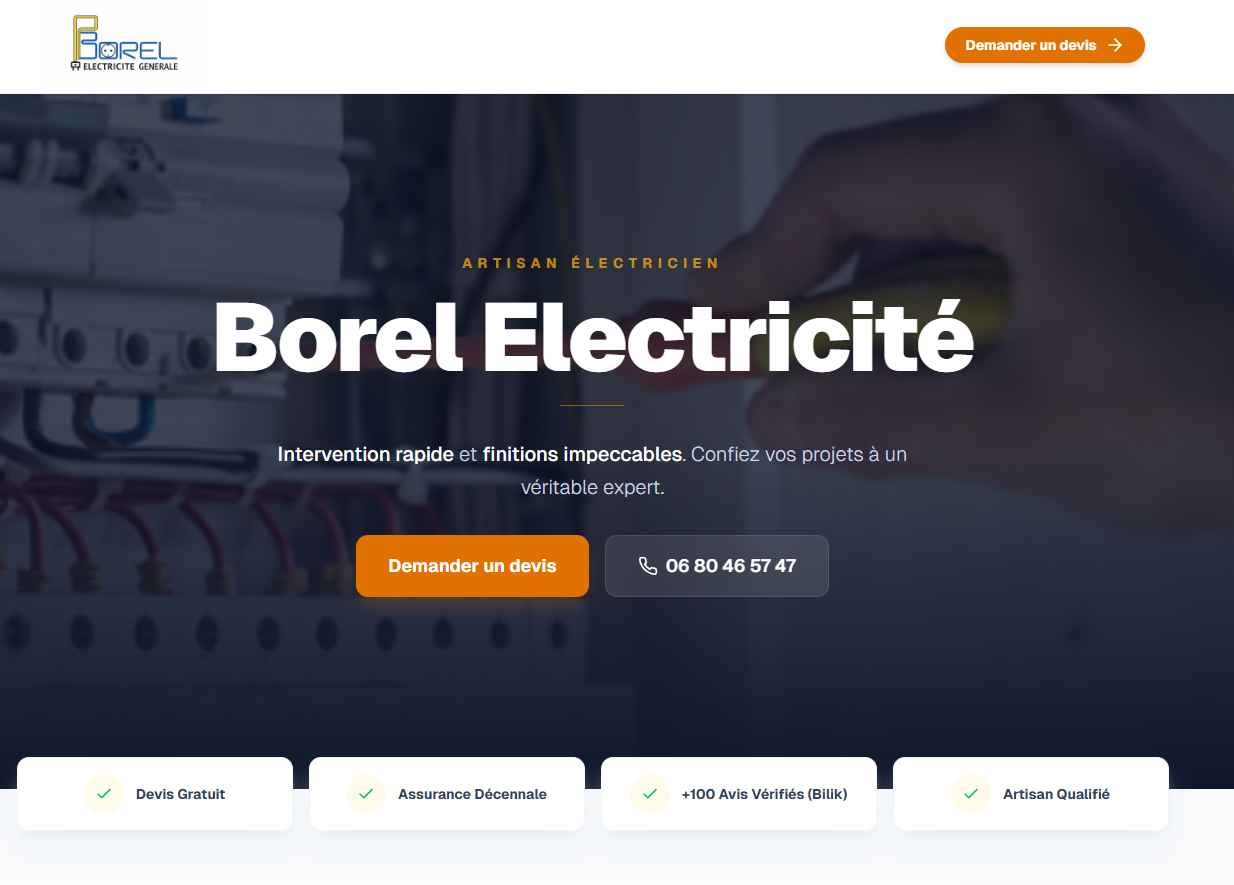 Site vitrine Borel Électricité